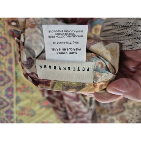 New Pottery Barn Angelian Ikat Reversible King Duvet Cover 3 Standard Shams - Picture 10 of 13